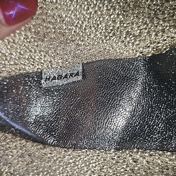 Hagara Embossed and Smooth Metallic Hobo Shoulder Bag - Picture 7 of 14